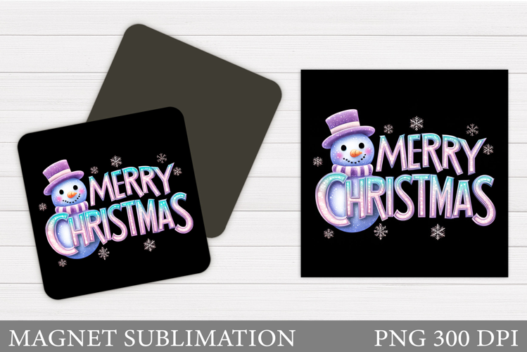 Merry Christmas Magnet Sublimation. Cute Snowman Magnet