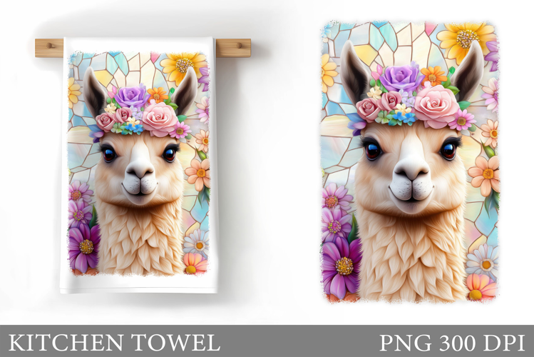 Llama Kitchen Towel Design. Cute Lama Sublimation