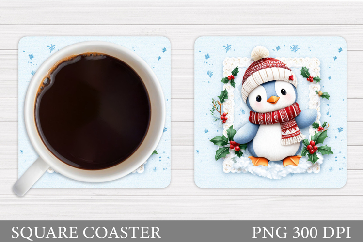 Christmas Penguin Coaster. Christmas Coaster Sublimation