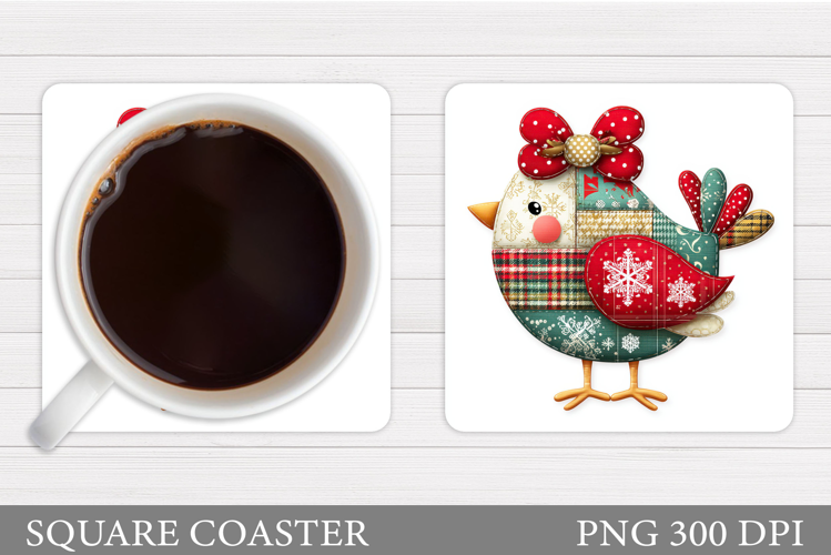 Christmas Bird Coaster Sublimation. Christmas Coaster Design
