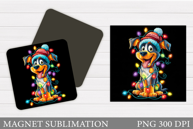 Christmas Dog Magnet Design. Christmas Magnet Sublimation