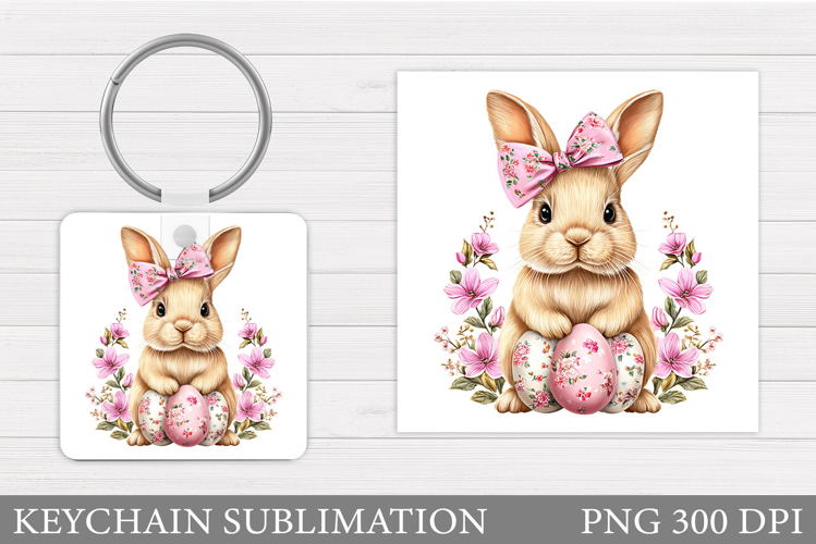 Easter Bunny Keychain Design. Easter Keychain Sublimation