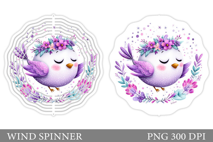 Cute Bird Wind Spinner Design. Bird Flowers Wind Spinner example image 1