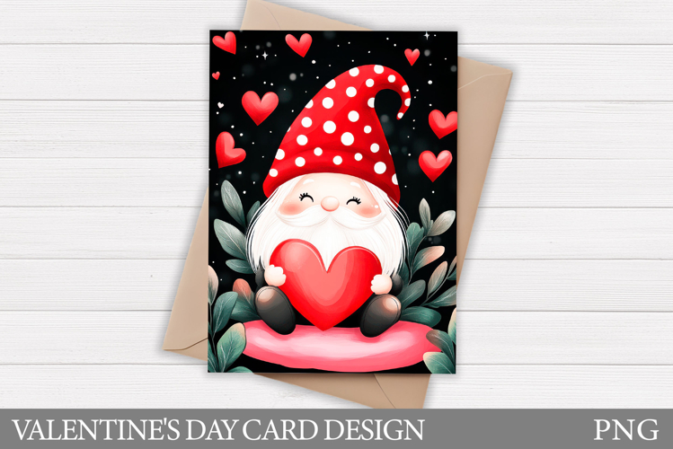 Valentines Gnome Card Printable. Valentines Card Design