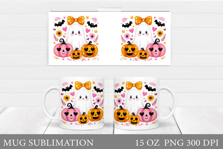 Ghost Mug Sublimation. Halloween Mug Design example image 1
