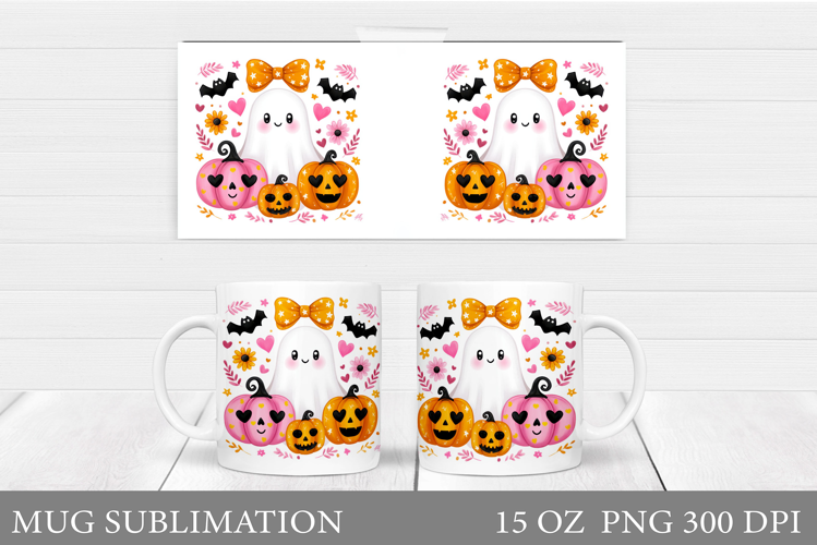 Ghost Mug Sublimation. Halloween Mug Design