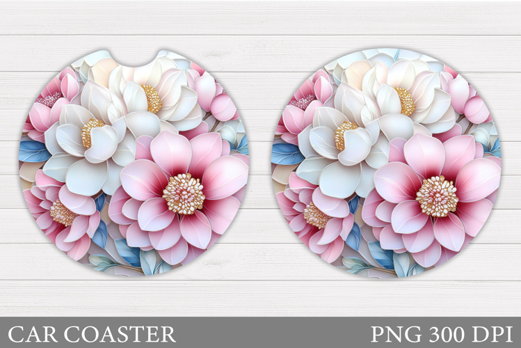 Floral Coaster Design. Flowers Car Coaster Sublimation