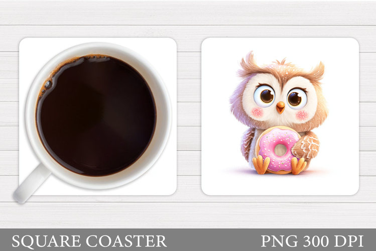 Cute Owl Coaster Design. Valentines Owl Coaster Sublimation