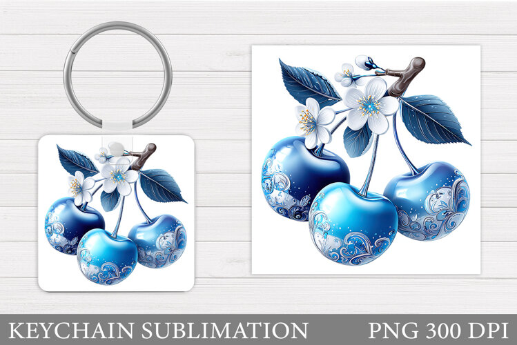 Cherry Keychain Design. Cherries Keychain Sublimation example image 1
