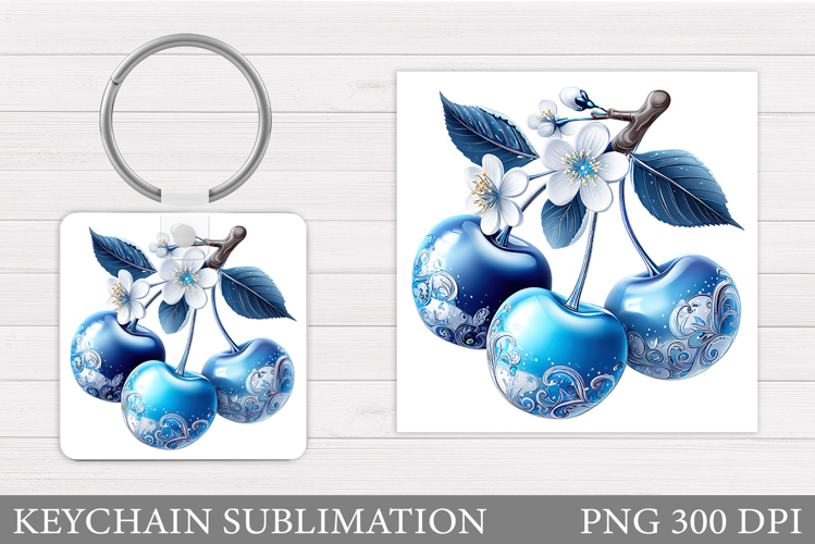 Cherry Keychain Design. Cherries Keychain Sublimation