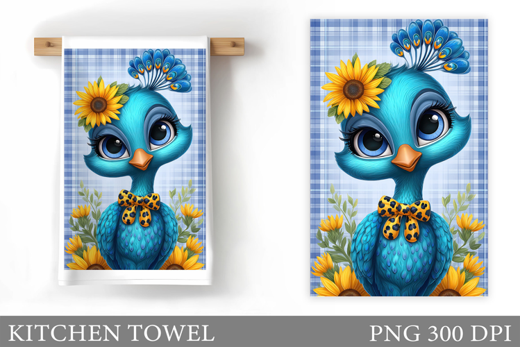 Cute Peacock Kitchen Towel. Peacock Sublimation