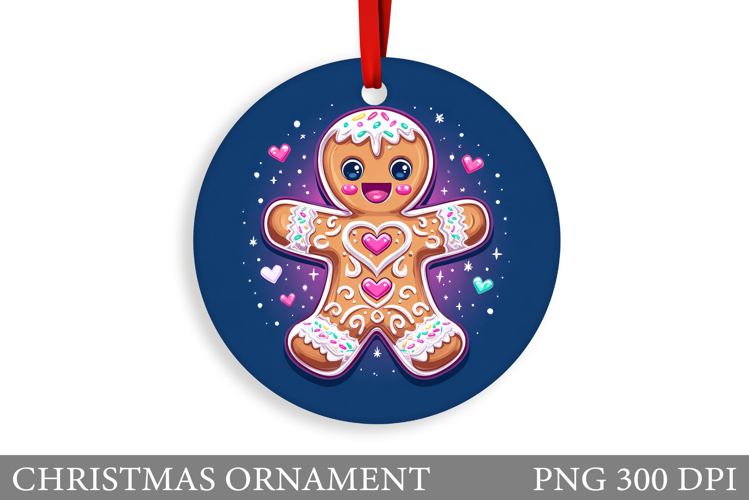 Gingerbread Christmas Ornament. Cute Raccoon Sublimation