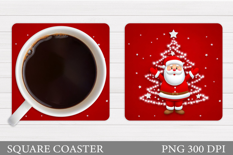 Cute Santa Coaster Sublimation. Santa Claus Coaster Design