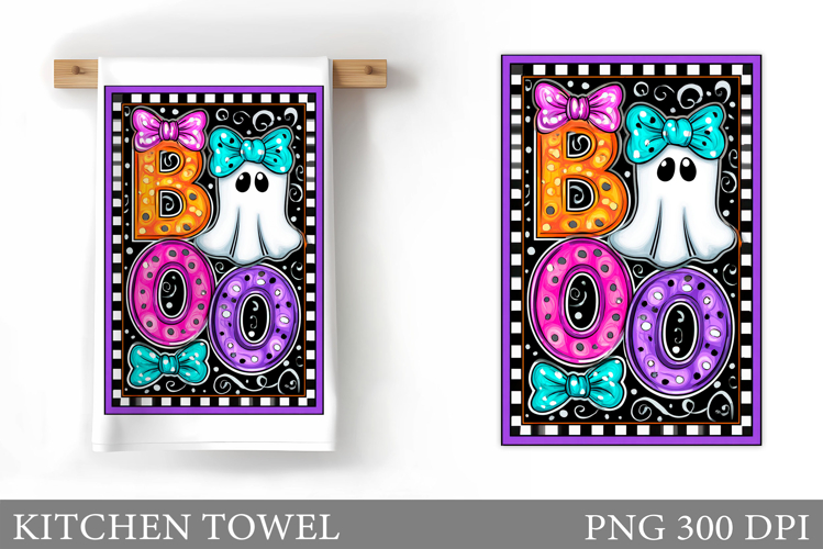 Boo Kitchen Towel Sublimation. Halloween Kitchen Towel