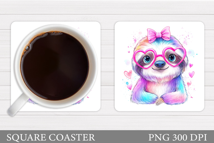 Cute Sloth Coaster Design. Cute Sloth Sublimation