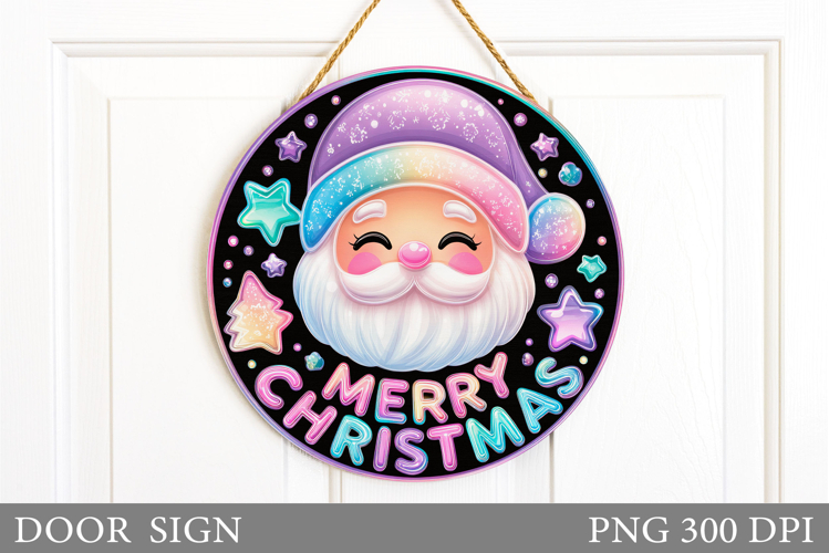 Cute Santa Claus Door Sign. Christmas Door Sign Sublimation