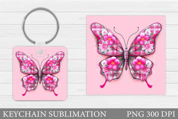 Butterfly Flowers Keychain. Butterfly Keychain Sublimation