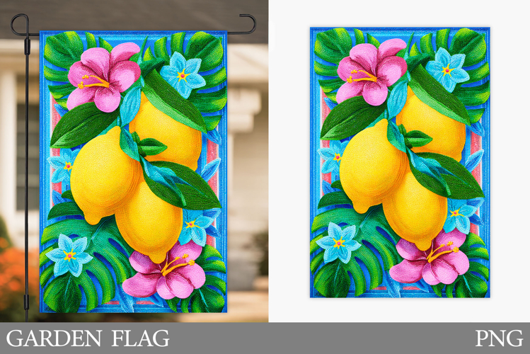 Lemons Garden Flag Design. Summer Garden Flag Sublimation