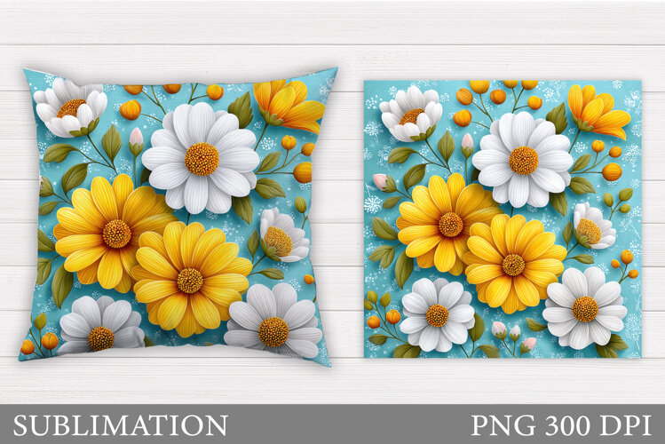 Flowers Sublimation. Flowers Pillow Design example image 1