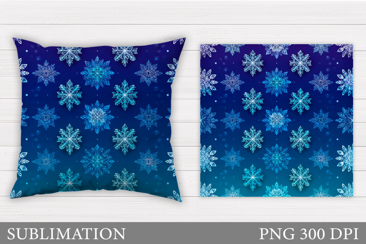 Christmas Pillow Sublimation. Snowflakes Pillow Design