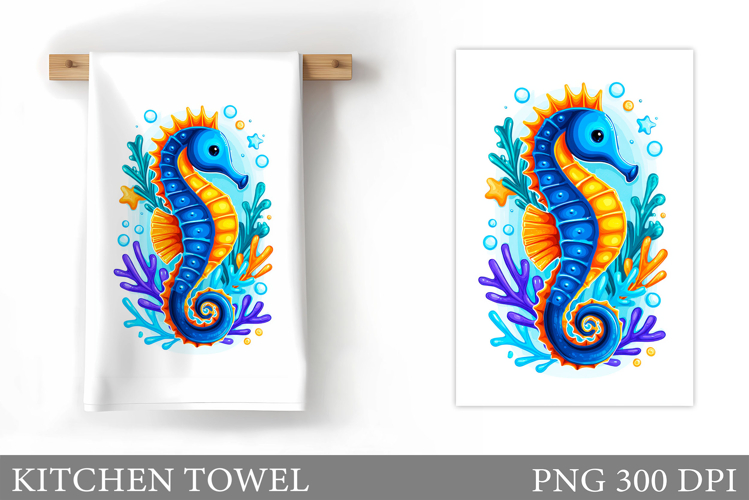 Seahorse Kitchen Towel Design. Sea Kitchen Towel Sublimation example image 1