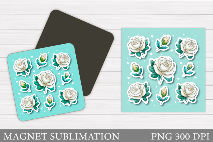 Roses Magnet Sublimation. Flowers Magnet Design