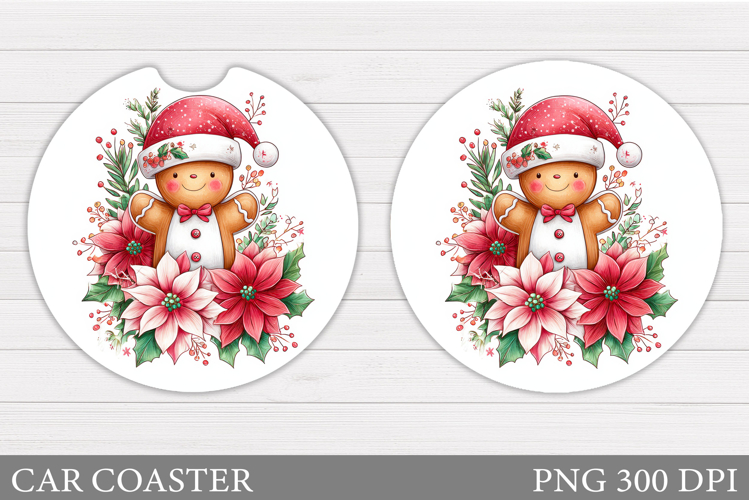 Gingerbread Car Coaster. Christmas Car Coaster Sublimation