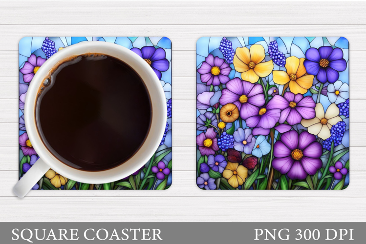 Wildflowers Coaster Design. Flowers Coaster Sublimation