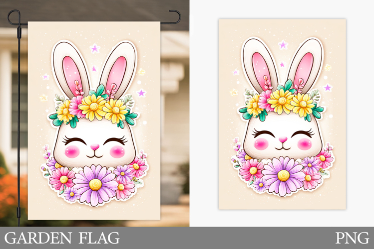 Cute Bunny Garden Flag. Summer Garden Flag Sublimation