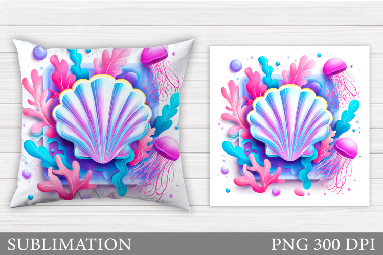 Seashell Pillow Design. Starfish Pillow Sublimation