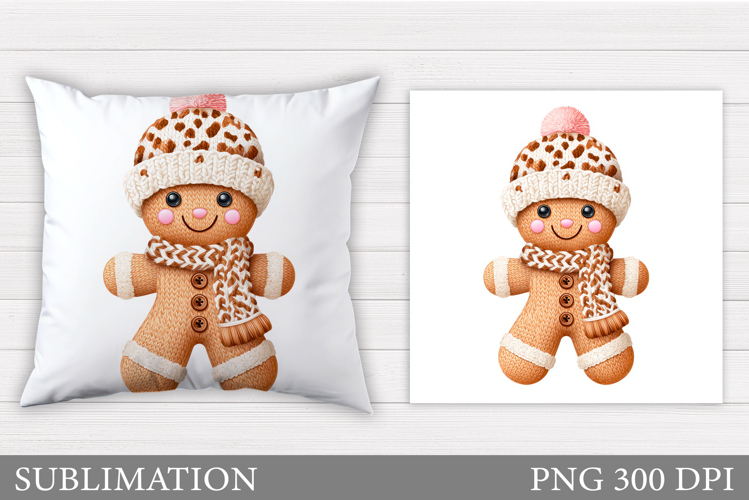 Gingerbread Pillow Design. Christmas Pillow Sublimation example image 1