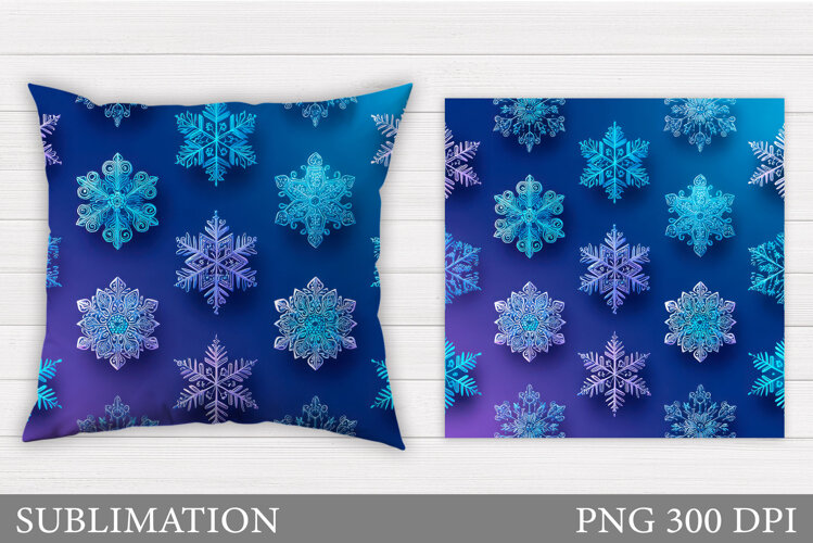 Christmas Pillow Sublimation. Snowflakes Pillow Design example image 1