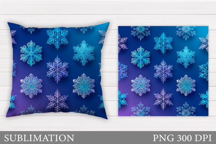 Christmas Pillow Sublimation. Snowflakes Pillow Design