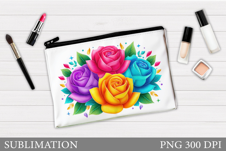Roses Makeup Bag Sublimation. Floral Makeup Bag Design
