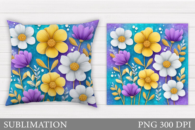 Flowers Pillow Design. Floral Pillow Sublimation example image 1