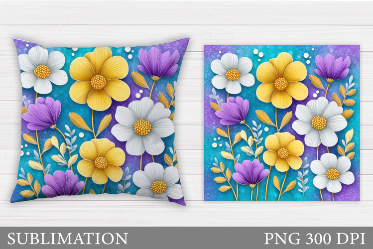 Flowers Pillow Design. Floral Pillow Sublimation