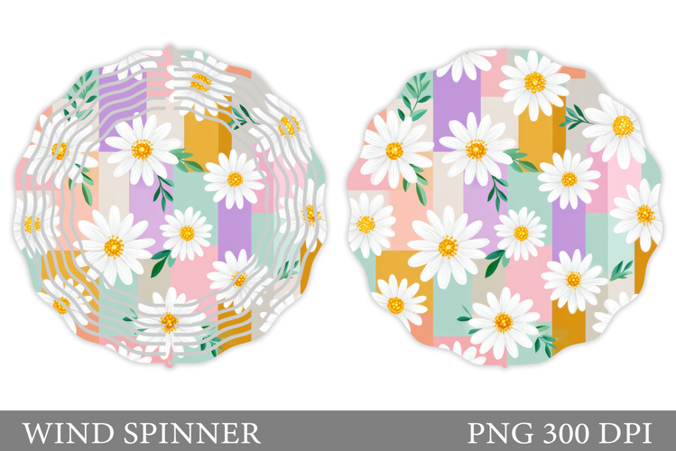 Daisy Flowers Wind Spinner. Floral Wind Spinner Design