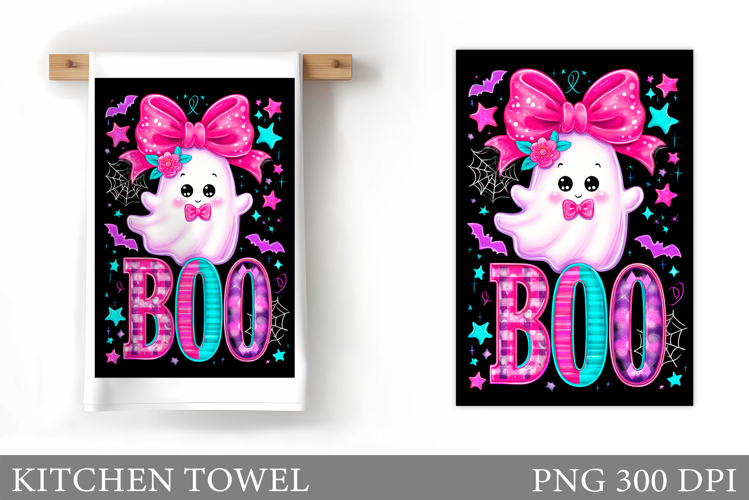 Cute Ghost Kitchen Towel. Cute Halloween Kitchen Towel