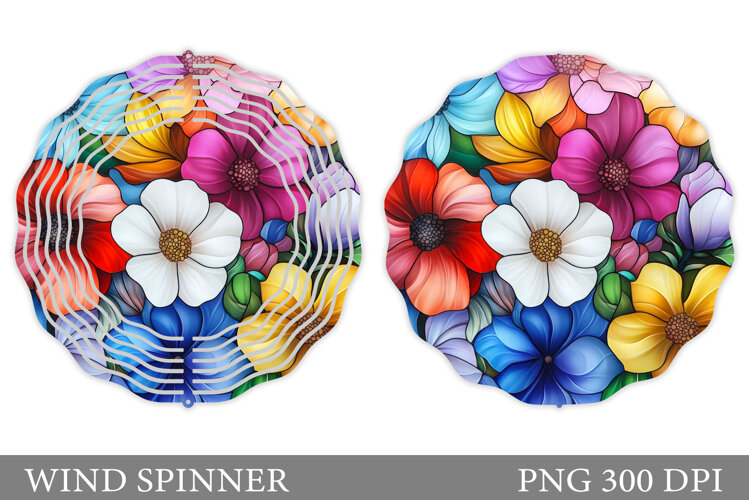 Flowers Wind Spinner Design. Floral Wind Spinner Sublimation example image 1