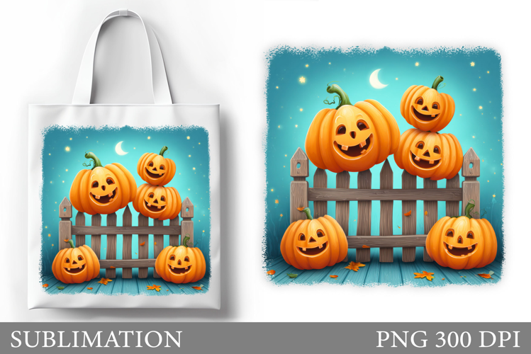 Halloween Pumpkin Sublimation. Cute Pumpkin Tote Bag Design