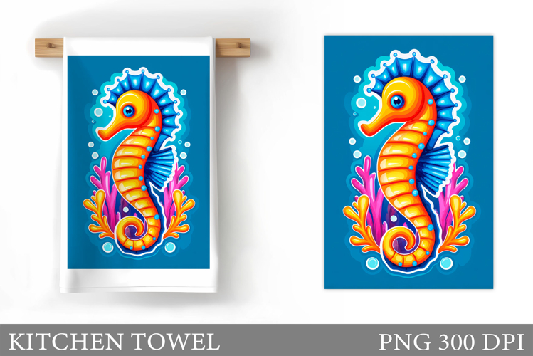 Seahorse Kitchen Towel Design. Sea Kitchen Towel Sublimation