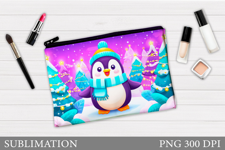 Penguin Cosmetics Bag. Christmas Makeup Bag Sublimation