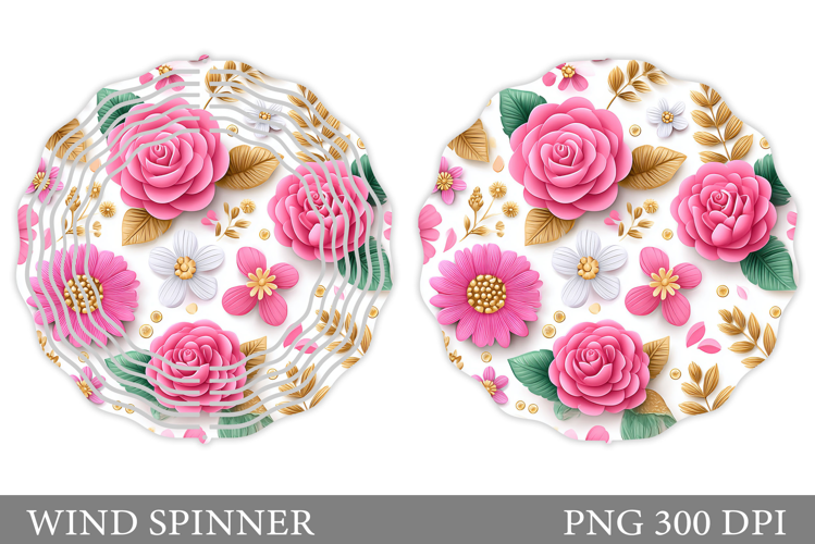 Flowers Wind Spinner Design. Floral Wind Spinner Sublimation