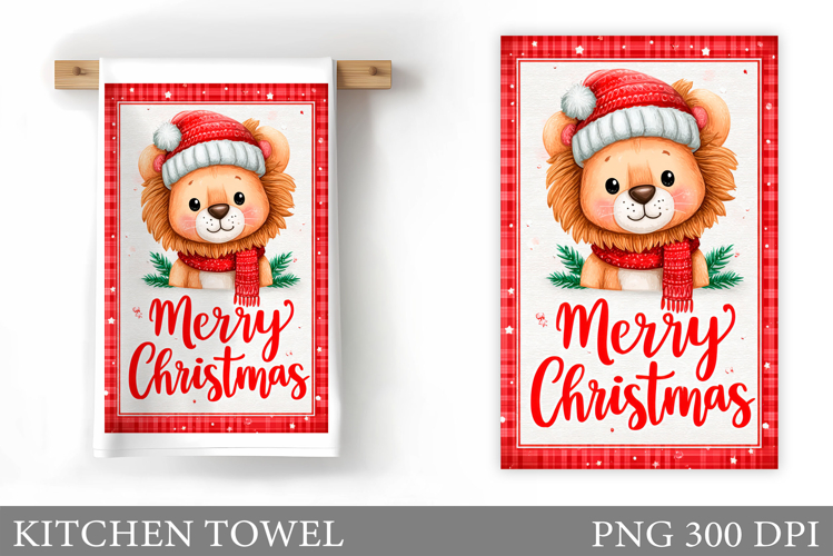 Christmas Lion Kitchen Towel. Christmas Kitchen Towel Design