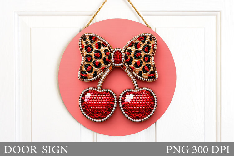 Valentines Cherry Door Sign. Valentines Door Sign Design example image 1