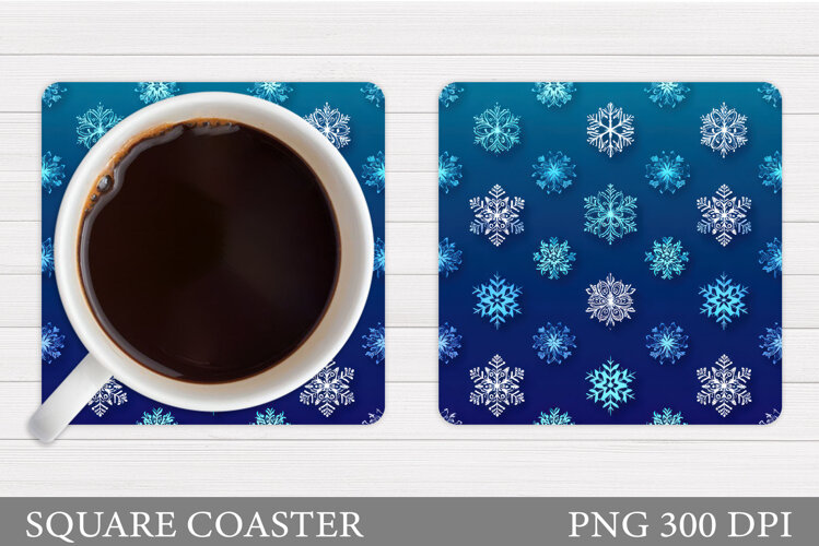 Snowflakes Coaster Sublimation. Snowflakes Sublimation example image 1
