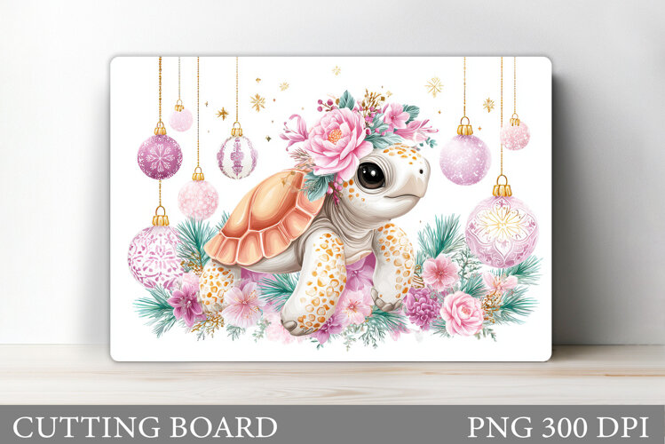Christmas Turtle Cutting Board. Christmas Cutting Board example image 1