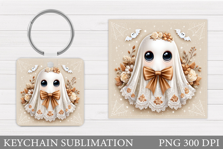 Cute Ghost Keychain Design. Cute Halloween Keychain