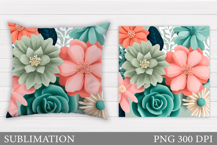 Flowers Pillow Design. Floral Pillow Sublimation