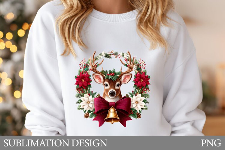 Christmas Deer Sublimation. Christmas Reindeer T-Shirt example image 1